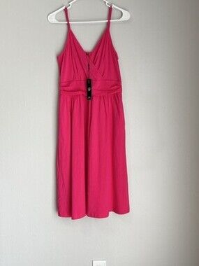 OUGES M Sleeveless Strappy V-Neck A-Line Dress Pink Knee Length